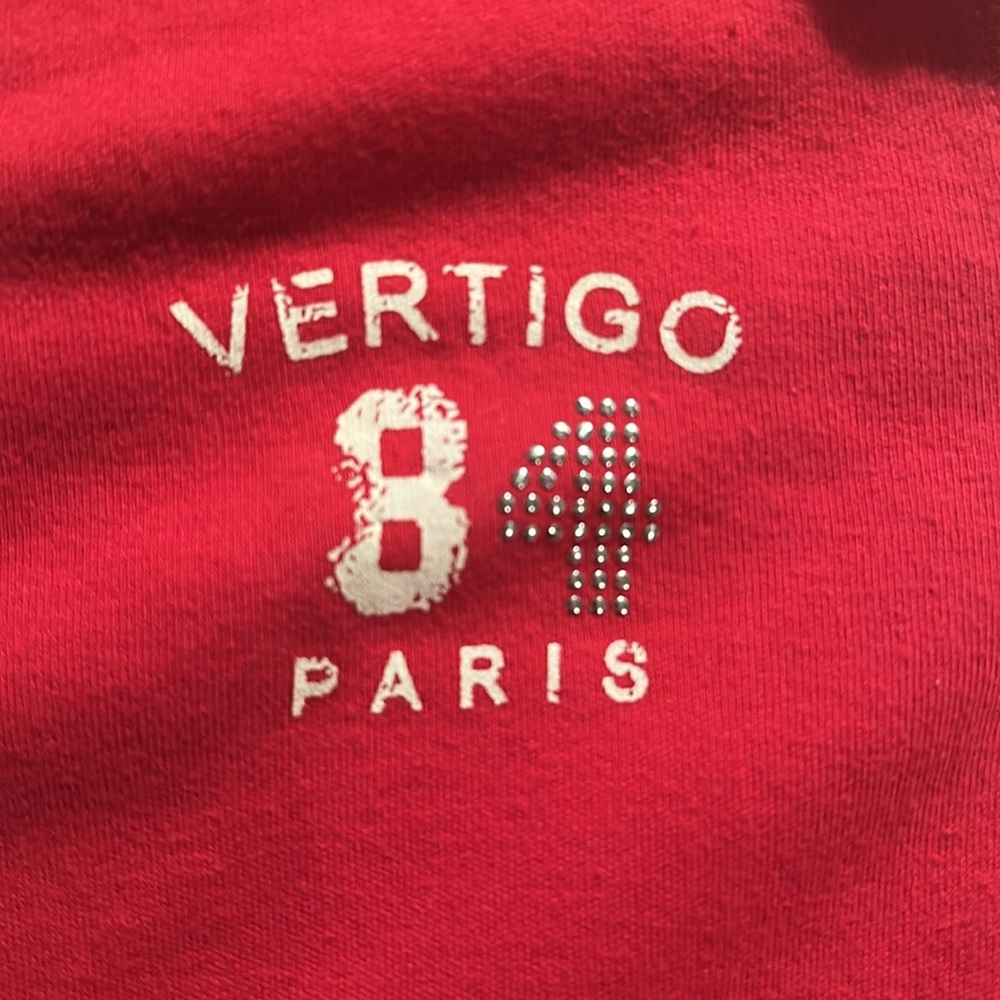 Pure light soft cotton Vertigo Colorblock Hoodie Red Beige sz Sm New no tags - Picture 3 of 7